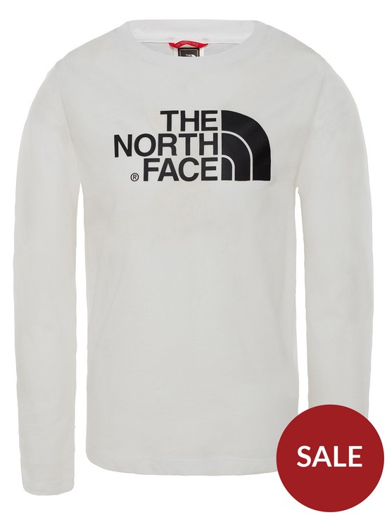 front image of the-north-face-unisex-long-sleeve-easy-t-shirt-white