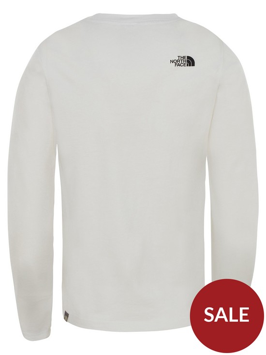 back image of the-north-face-unisex-long-sleeve-easy-t-shirt-white