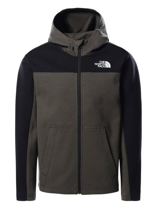 front image of the-north-face-boys-slacker-full-zip-hoodie-green