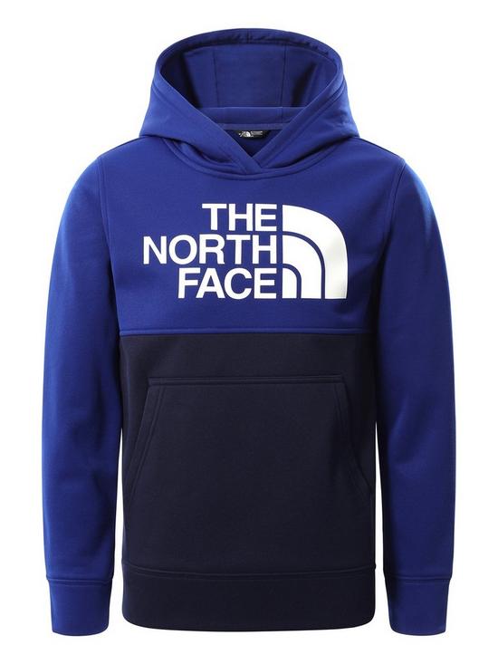 front image of the-north-face-boys-surgent-pullover-hoodie-blue