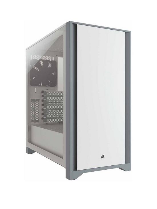 front image of corsair-4000d-tempered-glass-mid-tower-white-case