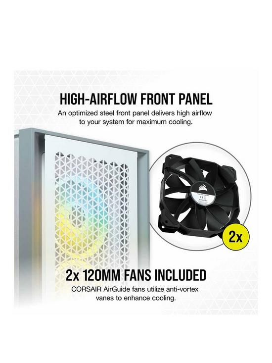 stillFront image of corsair-4000d-airflow-tempered-glass-mid-tower-white-case