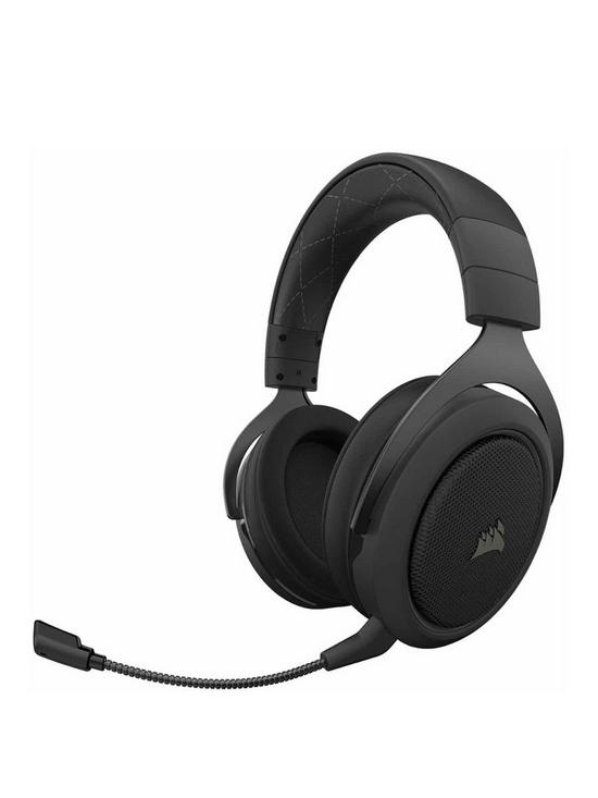 front image of corsair-hs70-pro-wireless-carbon-gaming-headset