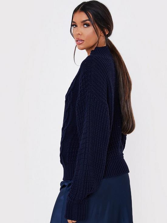 stillFront image of in-the-style-x-lorna-luxe-ornate-structure-cable-knit-jumper-navy