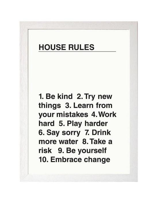 front image of east-end-prints-house-rules-by-native-state-a3-framed-print