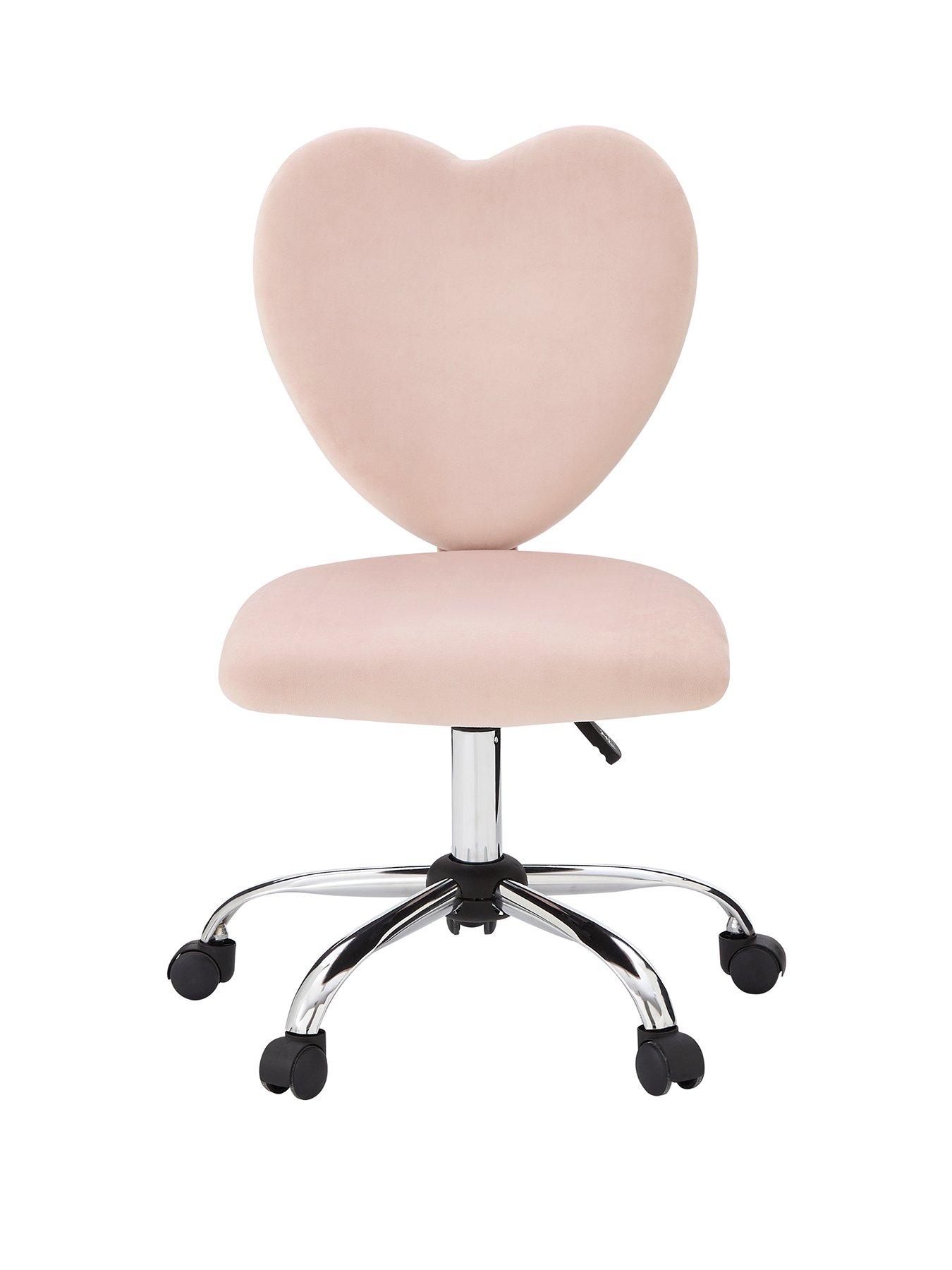HOMCOM Pink Heart Love Shaped Back Design Office Chair with