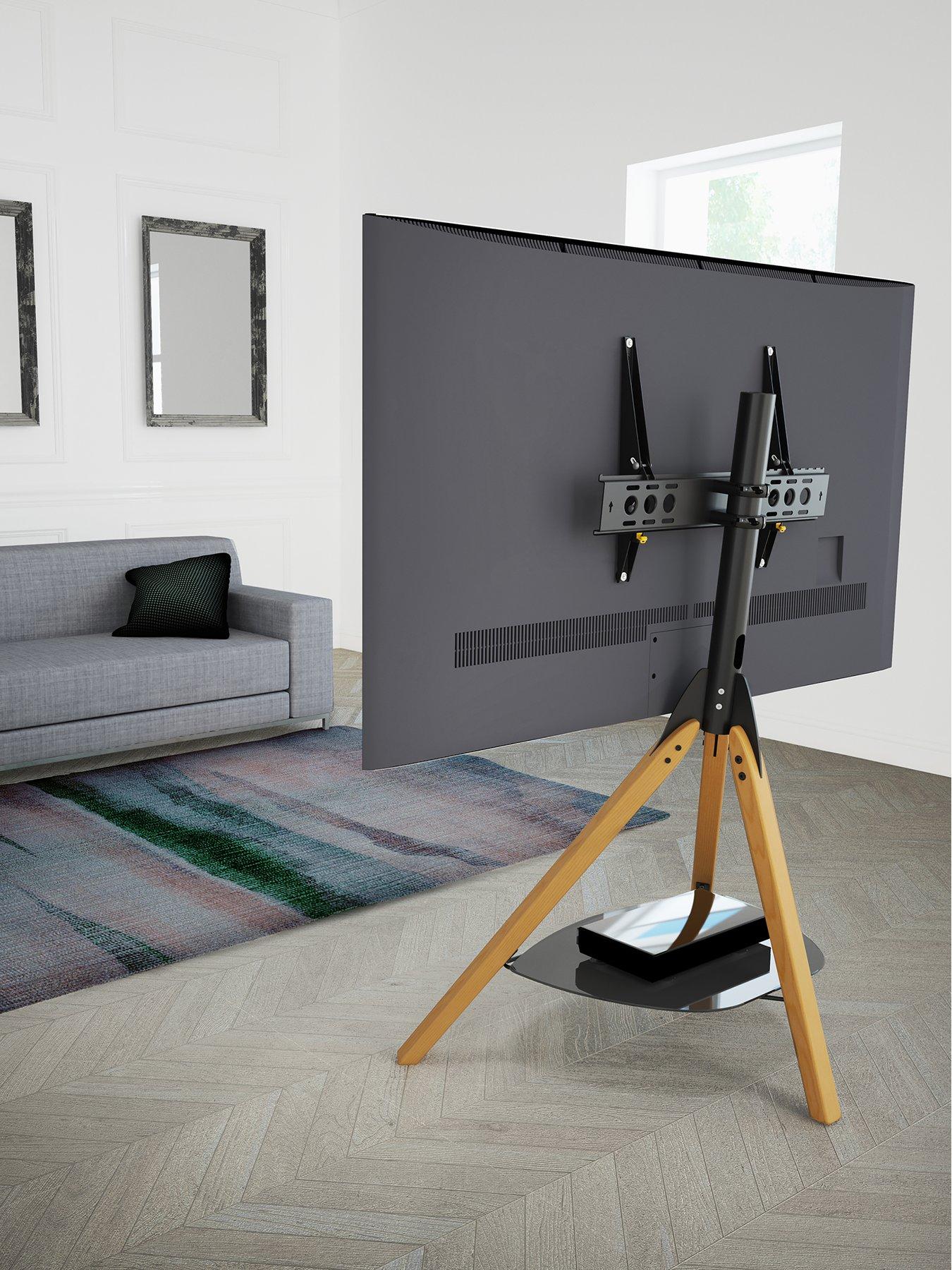  image of avf-hoxton-tripod-tv-stand-for-tvs-32-70-light-wood