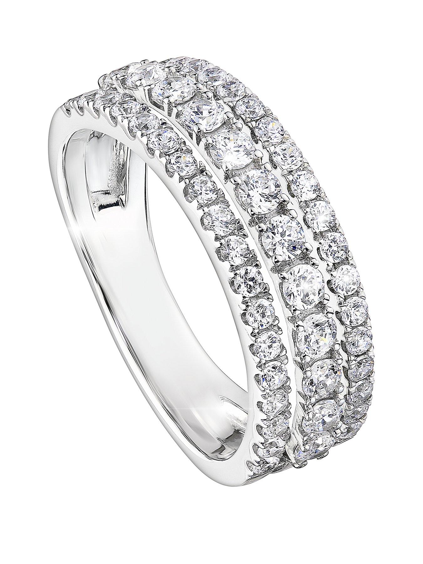 Created Brilliance Colette Created Brilliance 9ct White Gold 1ct Lab Grown Diamond Three Row Ring