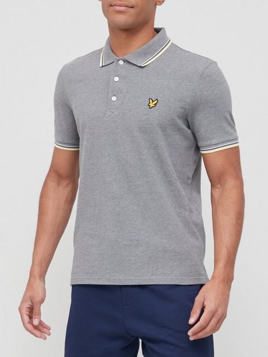 front image of lyle-scott-tipped-polo-shirt-grey-marl