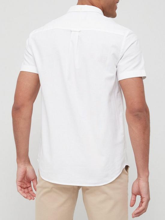 stillFront image of lyle-scott-short-sleeve-oxford-shirt-white
