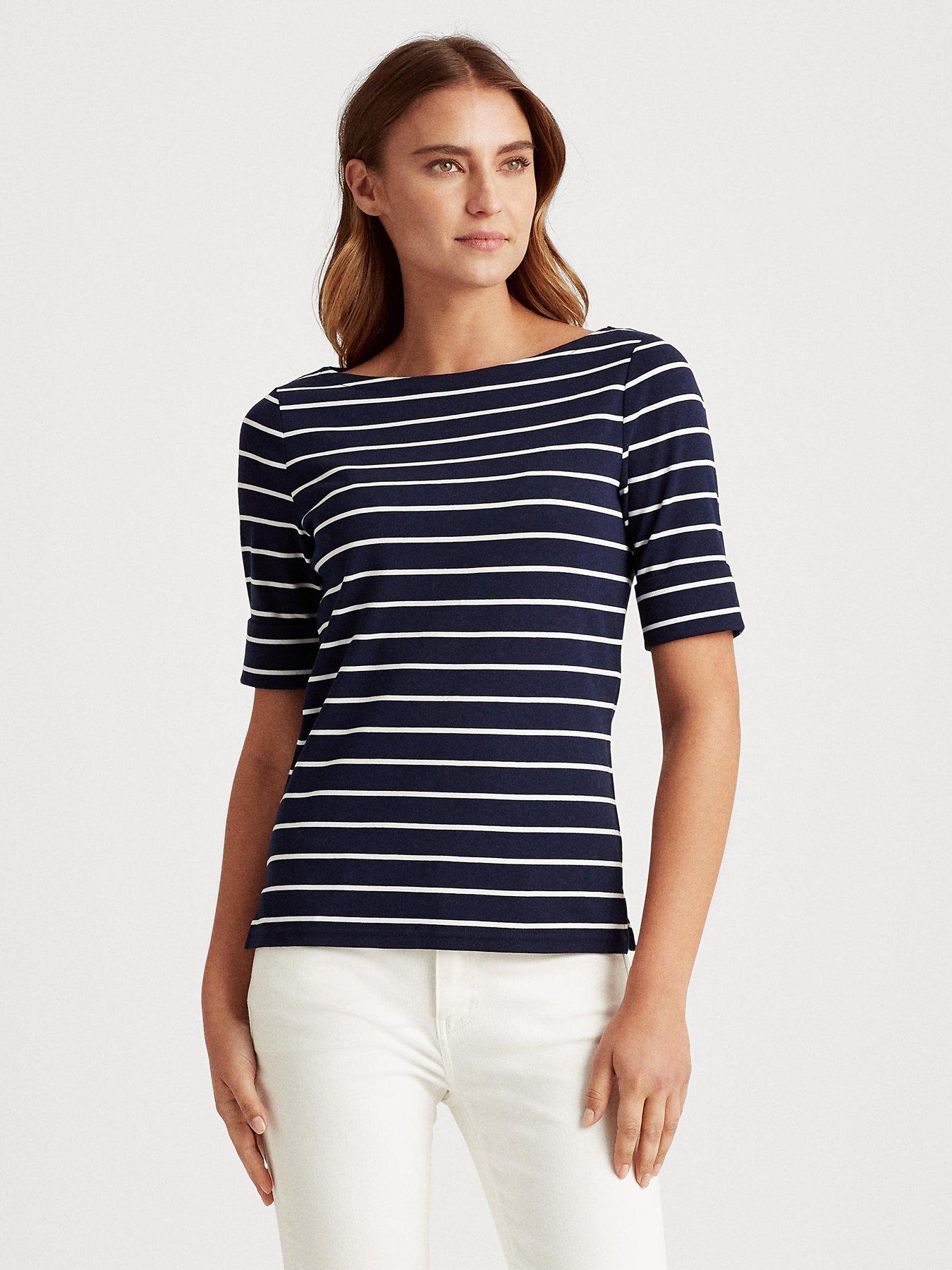 Lauren by Ralph Lauren Judy Elbow Sleeve Knit Top - Navy