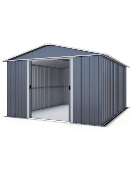 stillFront image of yardmaster-10ft-x-13ft-castleton-apex-roof-metal-shed-with-floor-frame-kit
