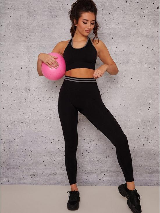 front image of chi-chi-london-twyla-gym-leggings-black