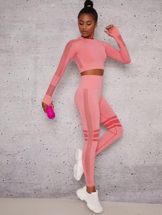 front image of chi-chi-london-ella-gym-leggings-pink