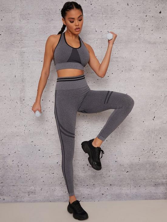 front image of chi-chi-london-bessia-gym-leggings-grey