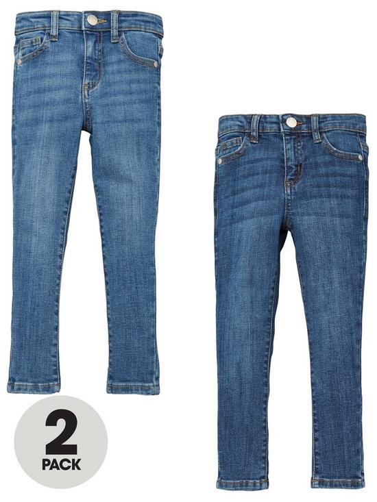 front image of mini-v-by-very-girls-2-pack-denim-jeans-midlight-wash