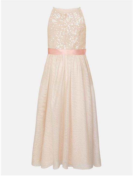 back image of monsoon-girls-truth-sequin-maxi-dress-champagne