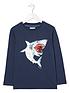  image of fatface-boys-long-sleeve-sequin-shark-graphic-t-shirt-navy