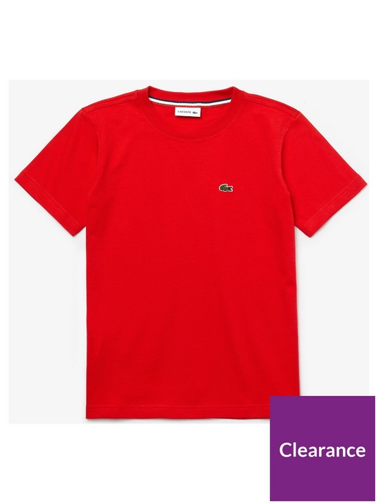 front image of lacoste-boys-classic-short-sleeve-t-shirt-red