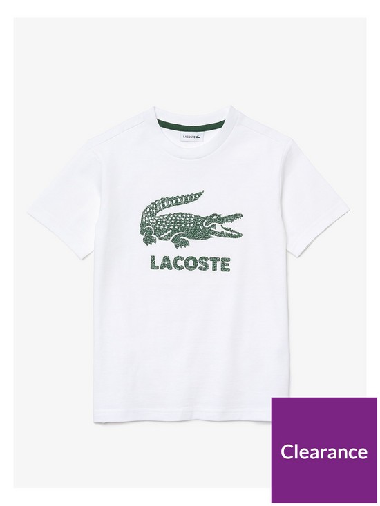 front image of lacoste-boys-croc-large-logo-t-shirt-white