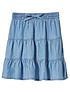  image of fatface-girls-tiered-embroidered-skirt-chambray