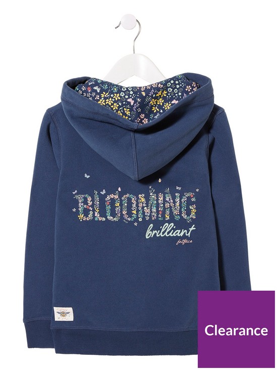 back image of fatface-girls-blooming-brilliant-zip-through-hoodie-navy