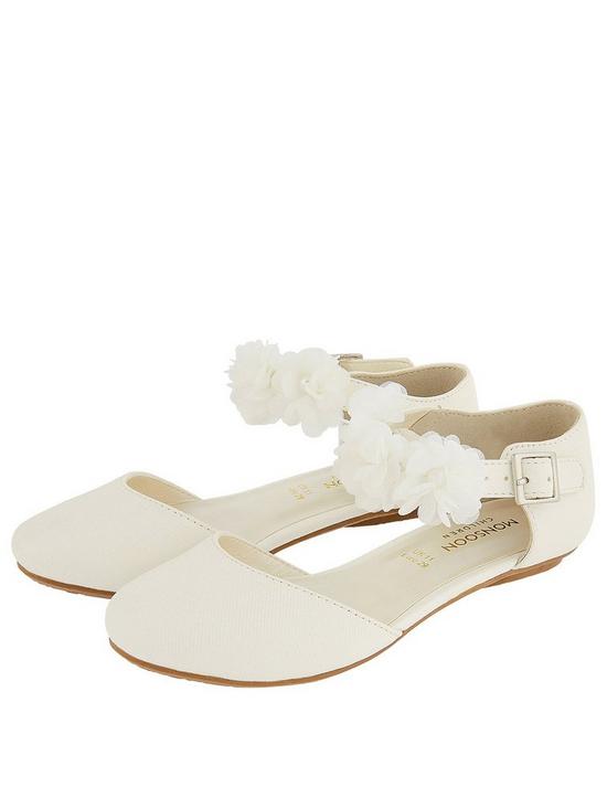 front image of monsoon-girls-two-part-corsage-flat-shoe-ivory