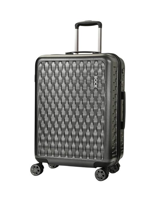 front image of rock-luggage-allure-medium-8-wheel-suitcase-charcoal