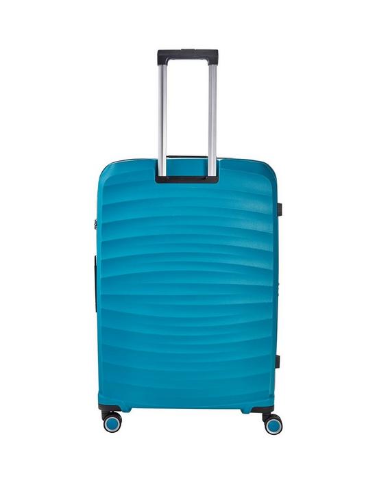 stillFront image of rock-luggage-sunwave-large-8-wheel-suitcase-blue