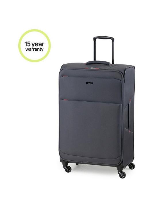 front image of rock-luggage-ever-lite-large-4-wheel-suitcase-charcoal