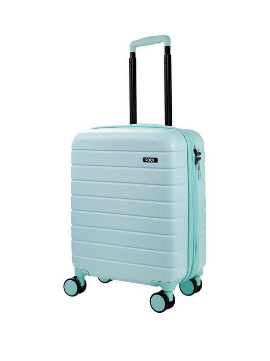 front image of rock-luggage-novo-carry-on-8-wheel-suitcase-pastel-green