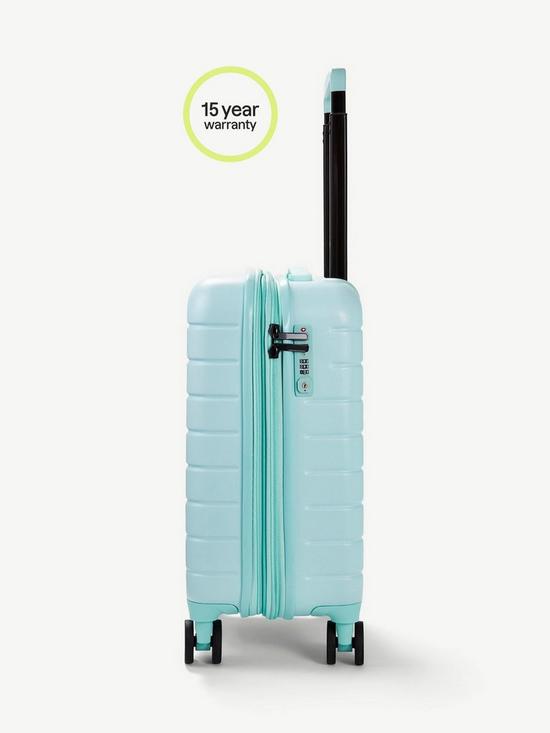 back image of rock-luggage-novo-carry-on-8-wheel-suitcase-pastel-green