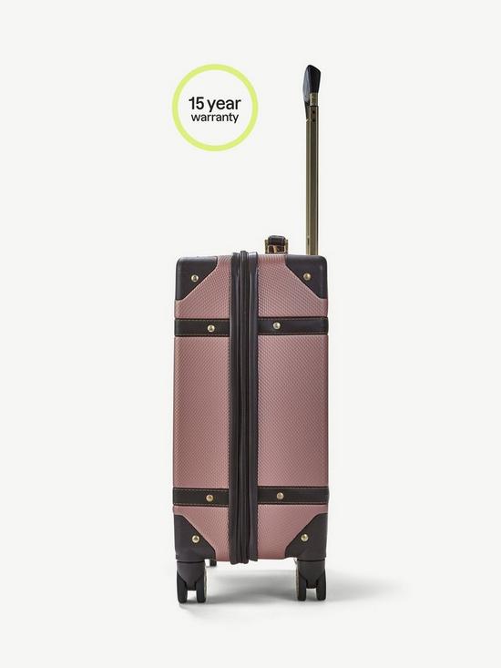 back image of rock-luggage-vintage-carry-on-8-wheel-suitcase-rose-pink
