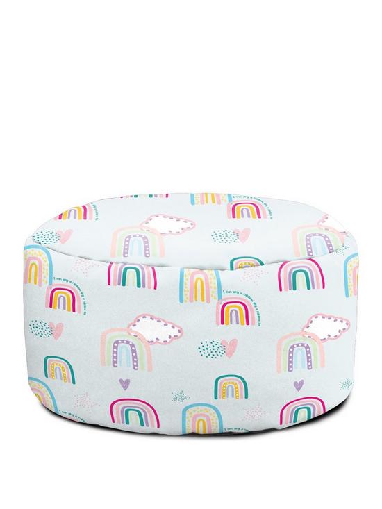 front image of rucomfy-rainbow-sky-childrens-footstool