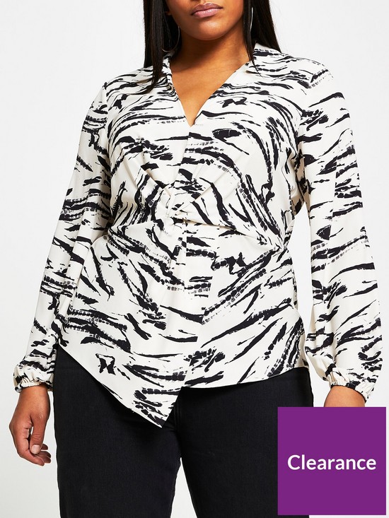 front image of ri-plus-tina-twist-front-blouse-multi