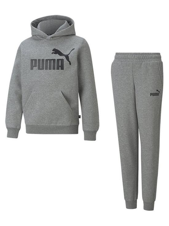 front image of puma-boys-essentialnbspbig-logo-hoodie-grey