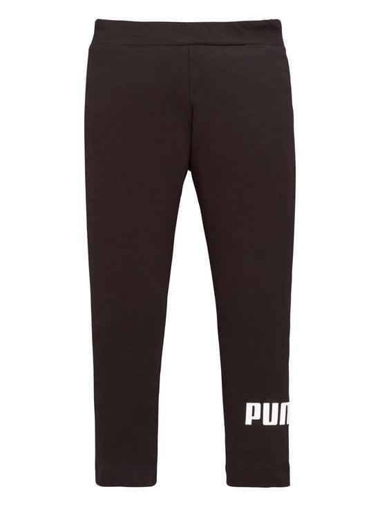 front image of puma-girls-essential-logo-leggings-black
