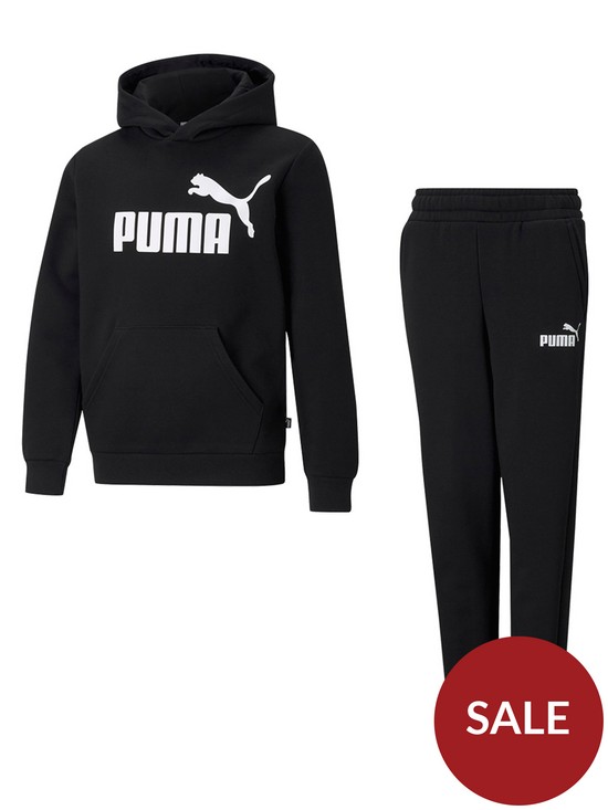 front image of puma-boys-essentialnbspbig-logo-hoodienbspset-blacknbsp