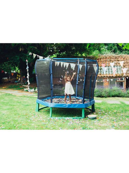 outfit image of plum-7ft-blue-trampoline-and-enclosure