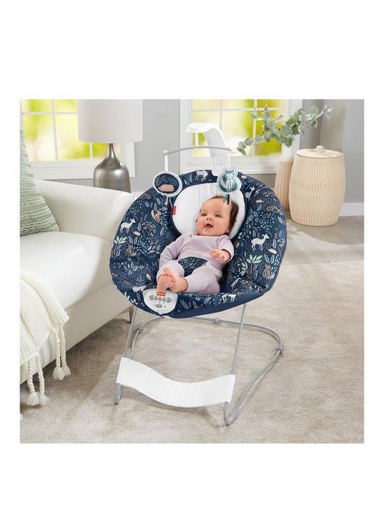 front image of fisher-price-see-amp-soothe-deluxe-bouncer