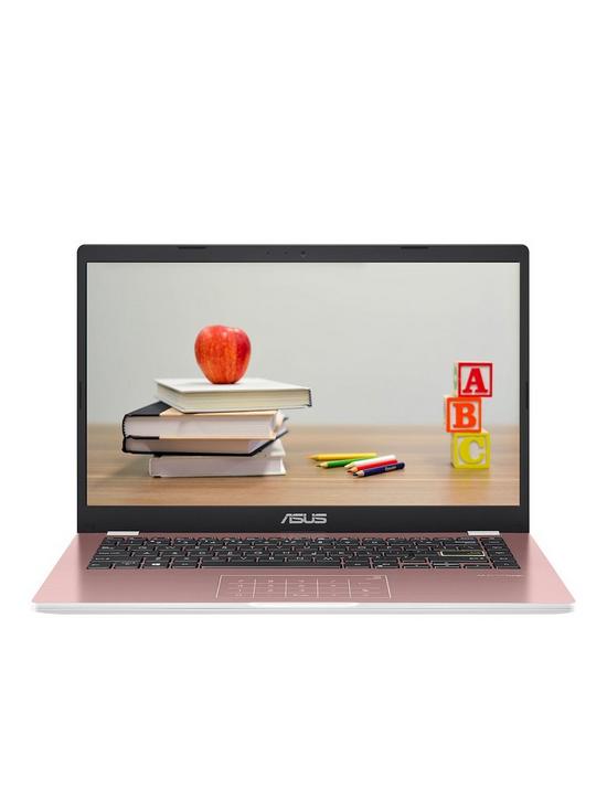 stillFront image of asus-cloudbook-e410ma-eb012ts-laptop-14in-fhdnbspintel-celeron-n4020nbsp4gb-ram-64gb-emmcnbspwith-optional-norton-360-1-year-pink