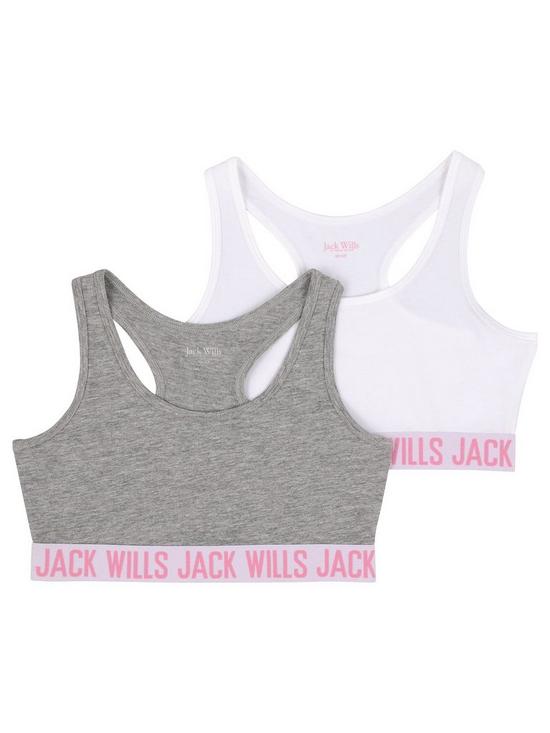 front image of jack-wills-girls-2-pack-boxed-logo-elastic-crop-tops-whitegrey