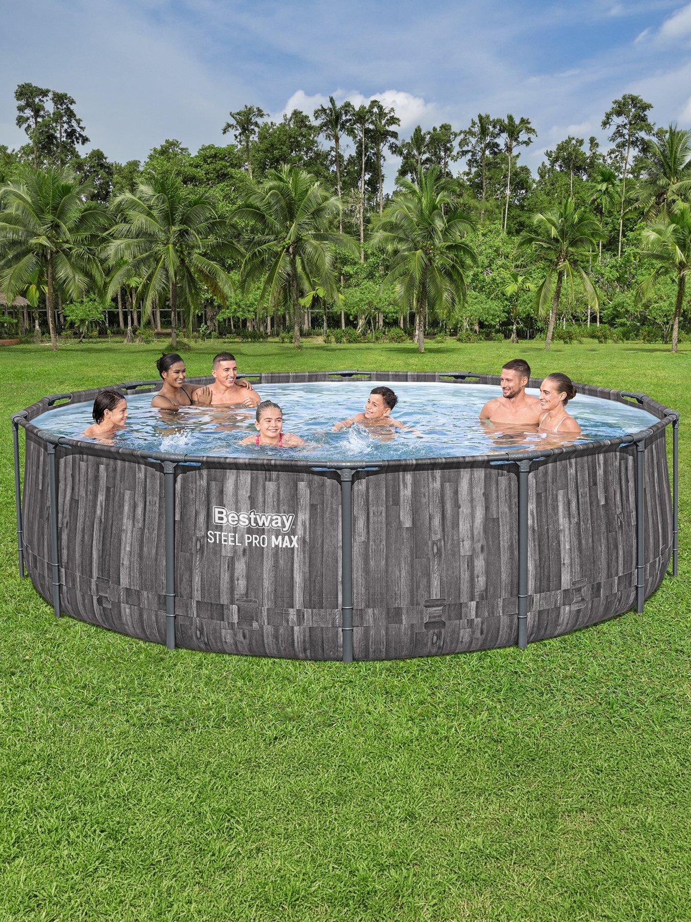 Image 1 of 6 of Bestway 14ft&nbsp;Steel Pro MAX Frame Stone Pool, Filter Pump with Ladder
