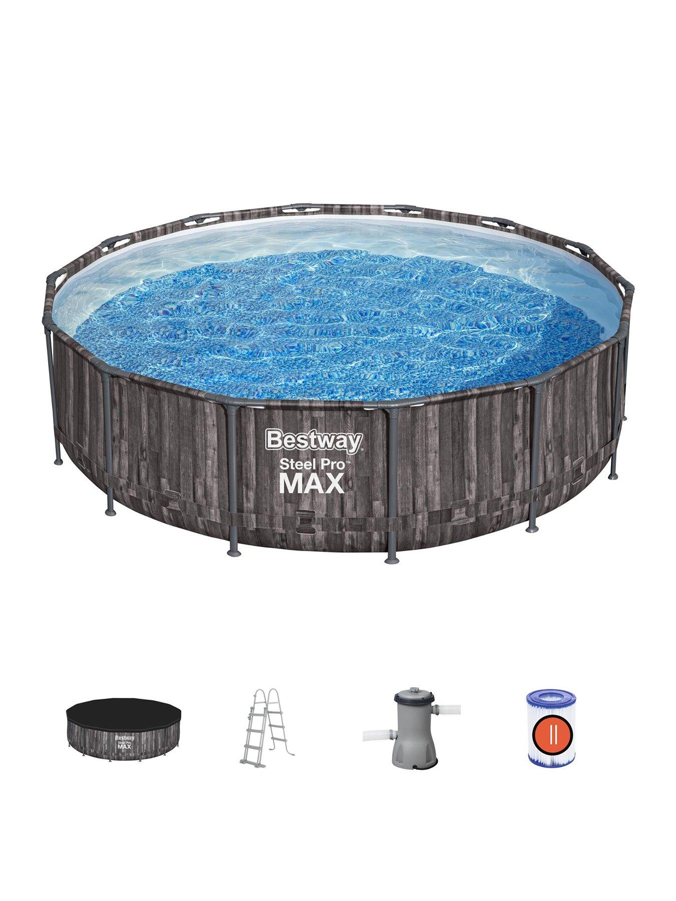 undefined 14ft Steel Pro MAX Frame Stone Pool, Filter Pump with Ladder