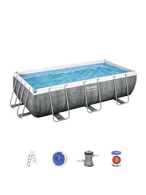 bestway-13ft-rattan-rectangle-pool-set