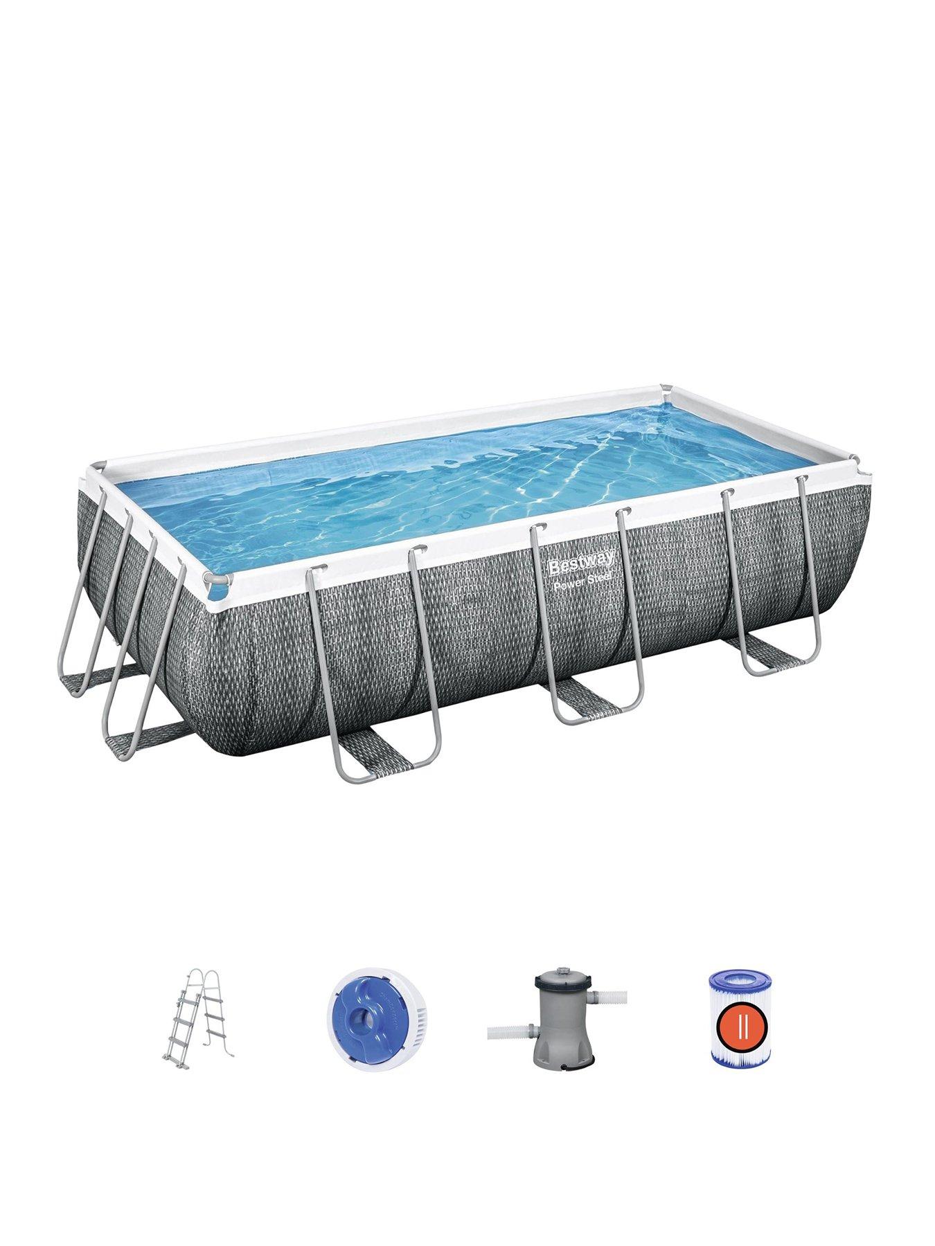 undefined 13 x 6ft Power Steel Rattan Pool Set, Filter Pump with Ladder
