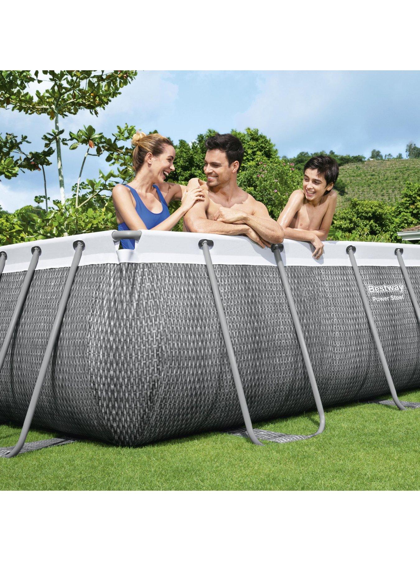  image of bestway-13-xnbsp6ftnbsppower-steel-rattan-pool-set-filter-pump-with-ladder