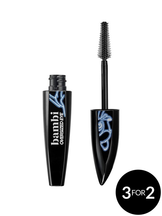front image of loreal-paris-bambi-mascara-wide-eyed-lash-lengthening-mascara-for-a-defined-and-oversized-curl-high-volume-and-impact-black