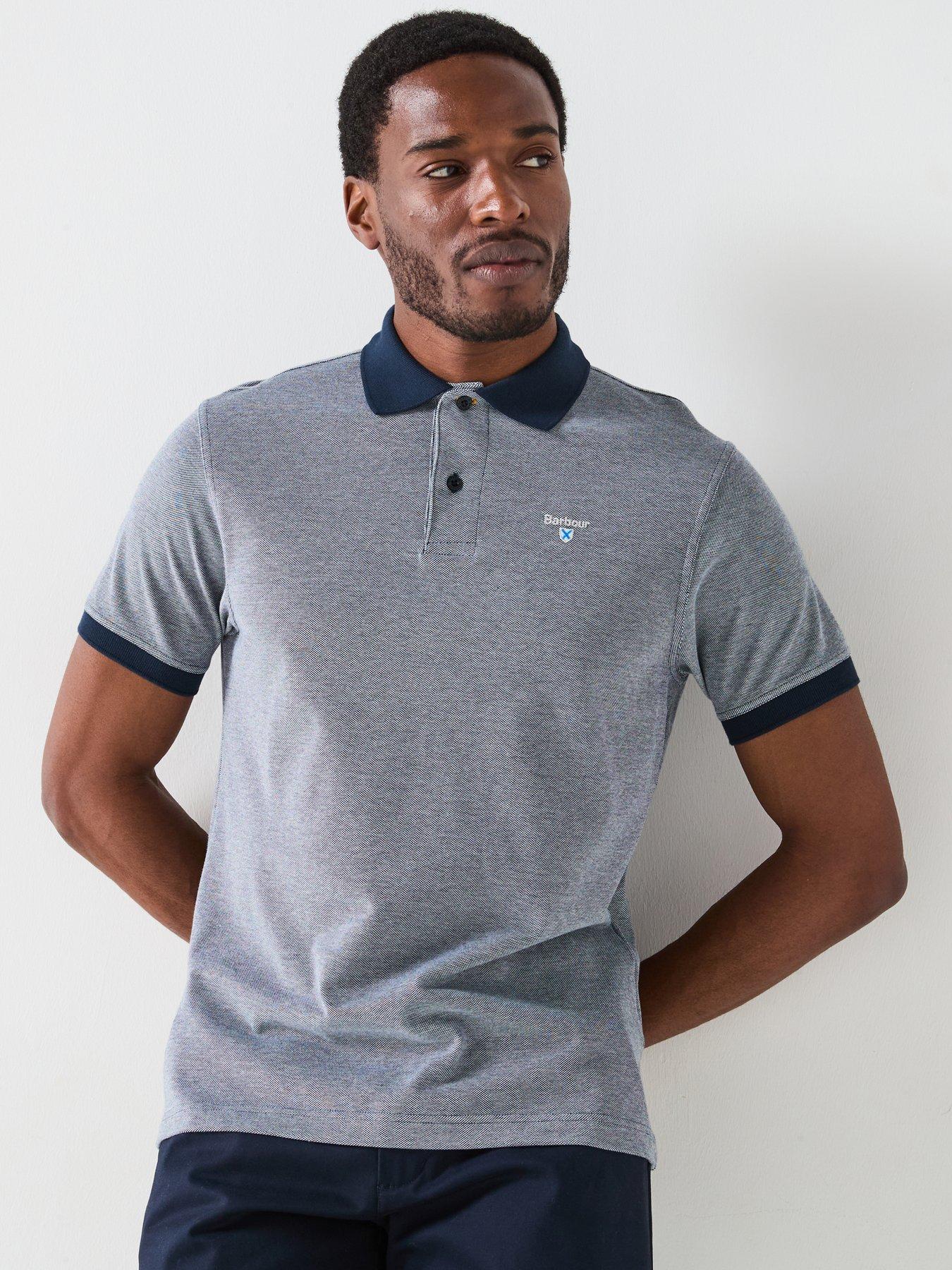 Image 1 of 6 of Barbour Essential Sports Mix Polo Shirt - Dark Blue