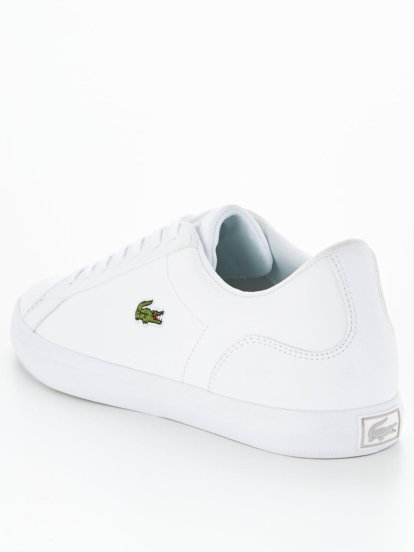 Lacoste mens white store leather trainers